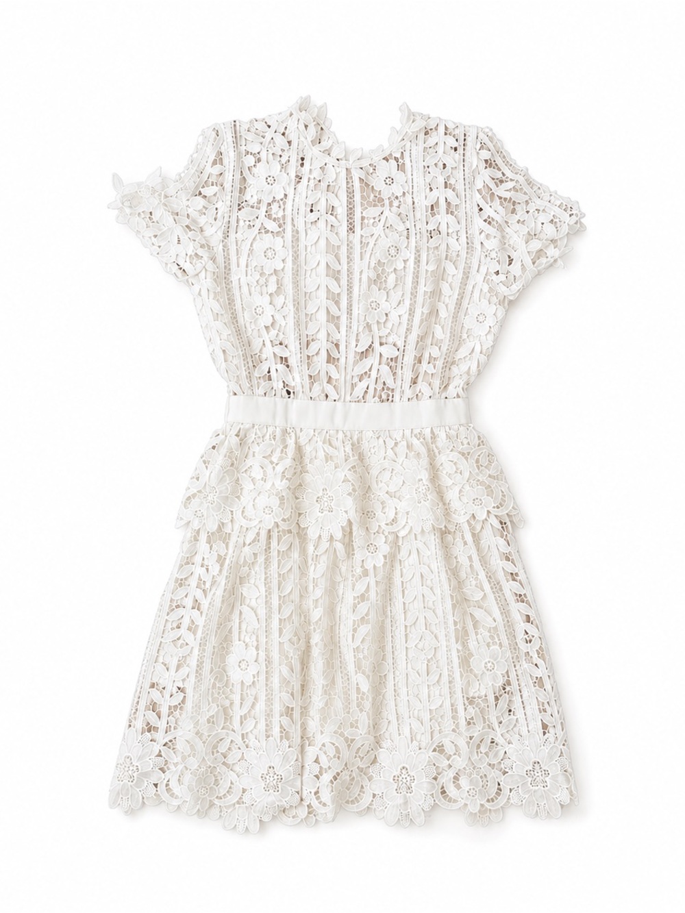Self-Portrait Lace A-Line Dress | UK 4 / US 00 | White Floral Lace | NWT